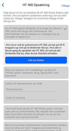 Lilla lys blinker knap, under HT400 opsætning