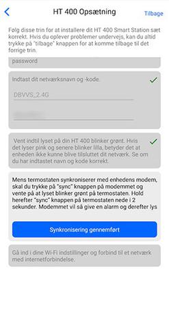 Gennemfør synkroniseringen af HT400 termostaten