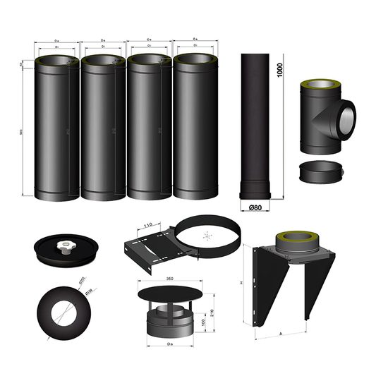 Termatech 80mm stålskorsten pakke 2