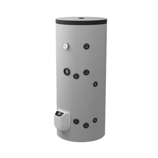 Fritstående combi varmtvandsbeholder med 1 spiral og elektronisk kontrol, 200 liter