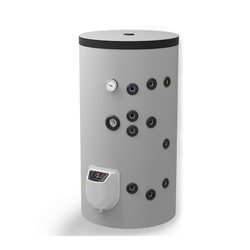 Fritstående solvarmebeholder med 2 spiraler og elektronisk kontrol, 150 liter
